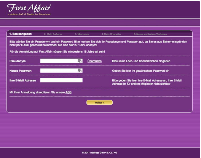 FirstAffair Anmeldung