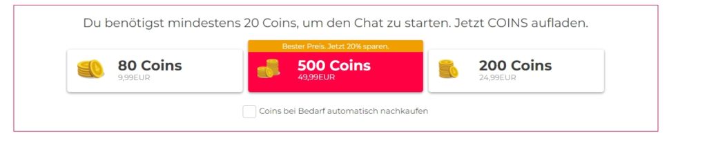 jungekontakte.de - Kosten Coins
