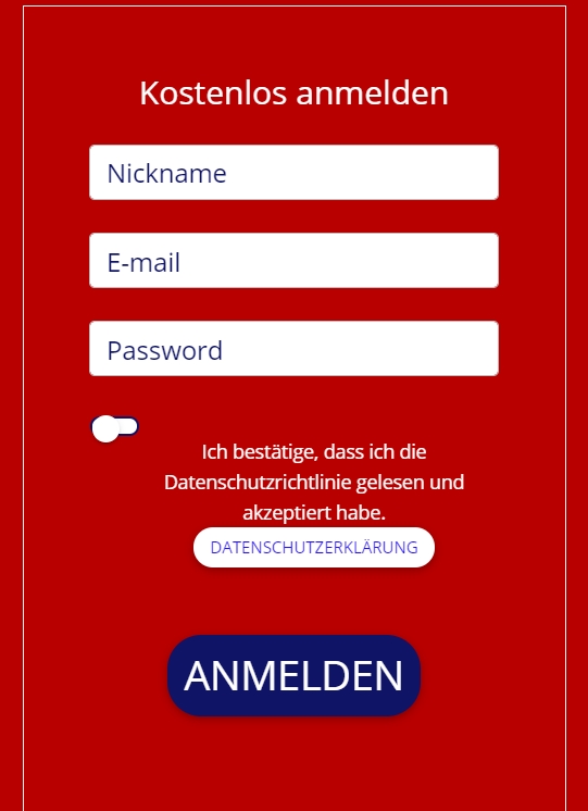 RedSex.ch Anmeldung