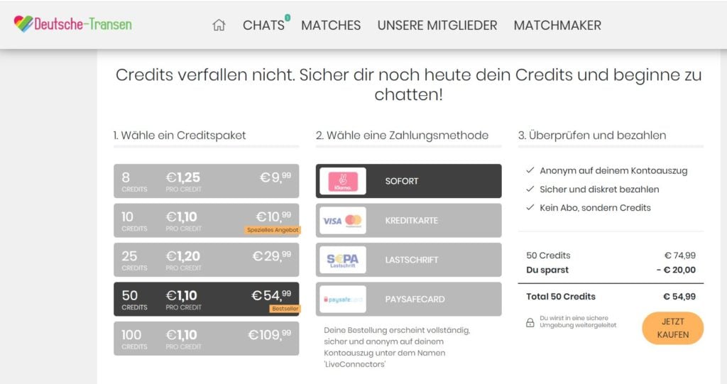 DeutscheTransen.com Kosten