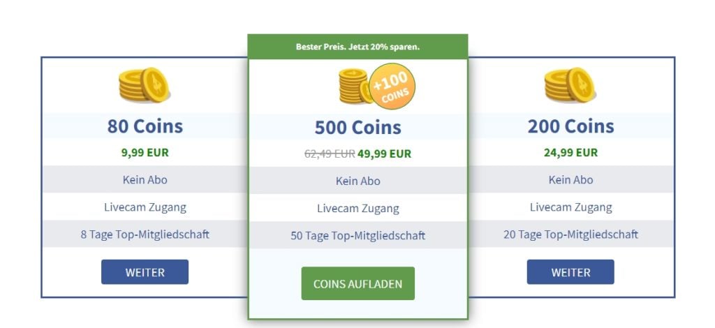 BumsTreff24.com Kosten Coins