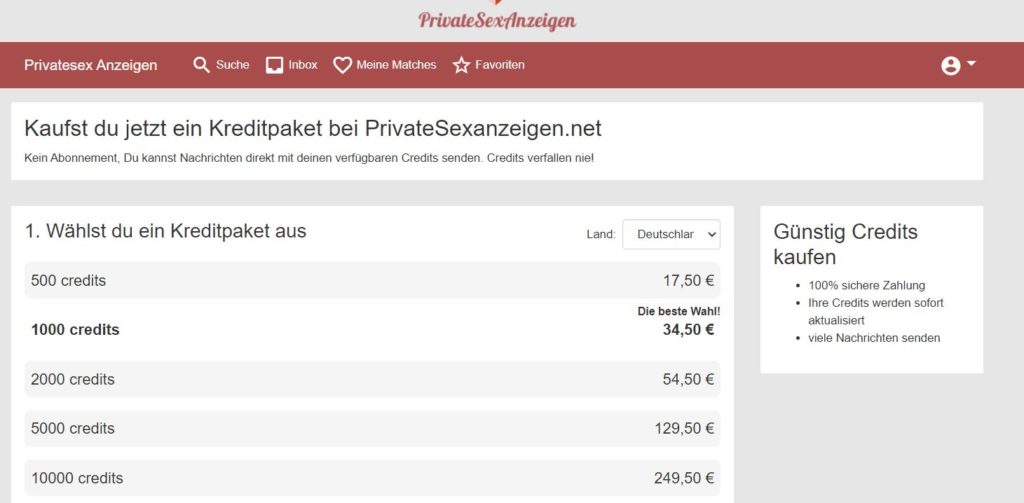 PrivateSexAnzeigen.net Kosten