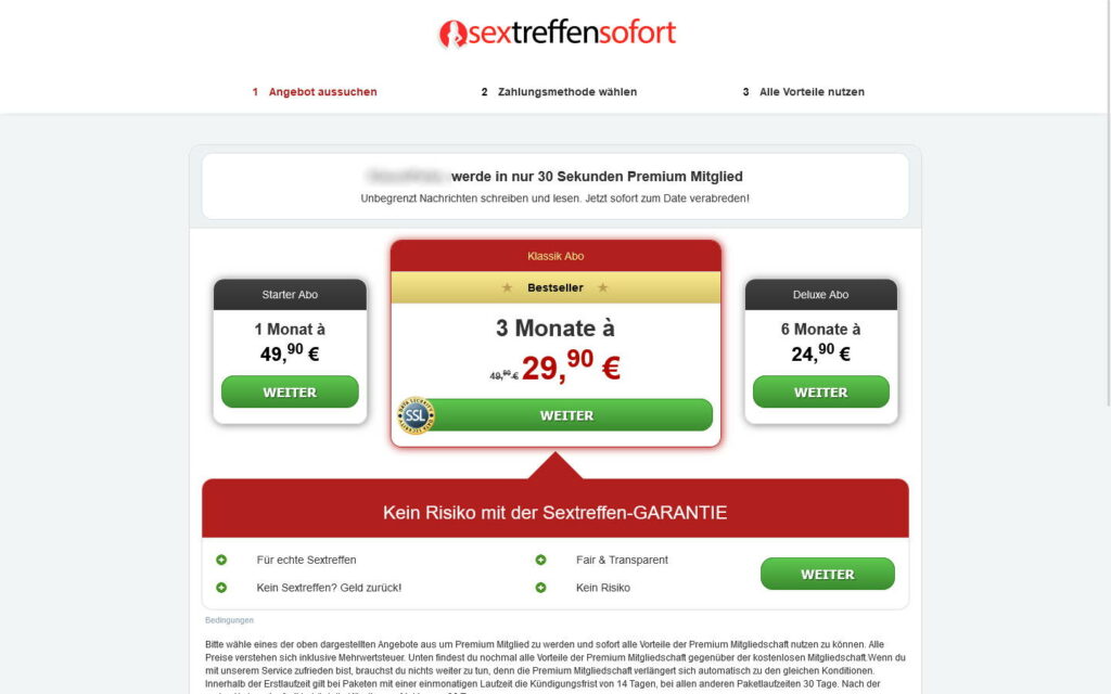 Sextreffen-Sofort.com Kosten