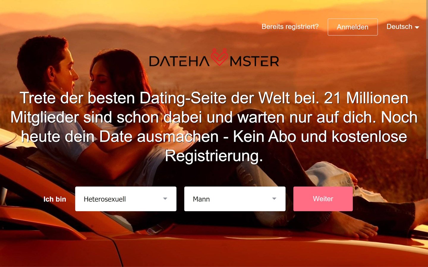 DateHamster.com Testbericht Startseite