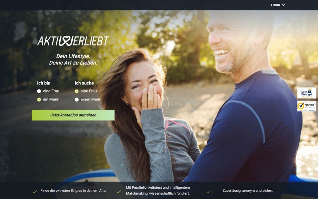 Testbericht Aktiv und Verliebt.de Startseite 2