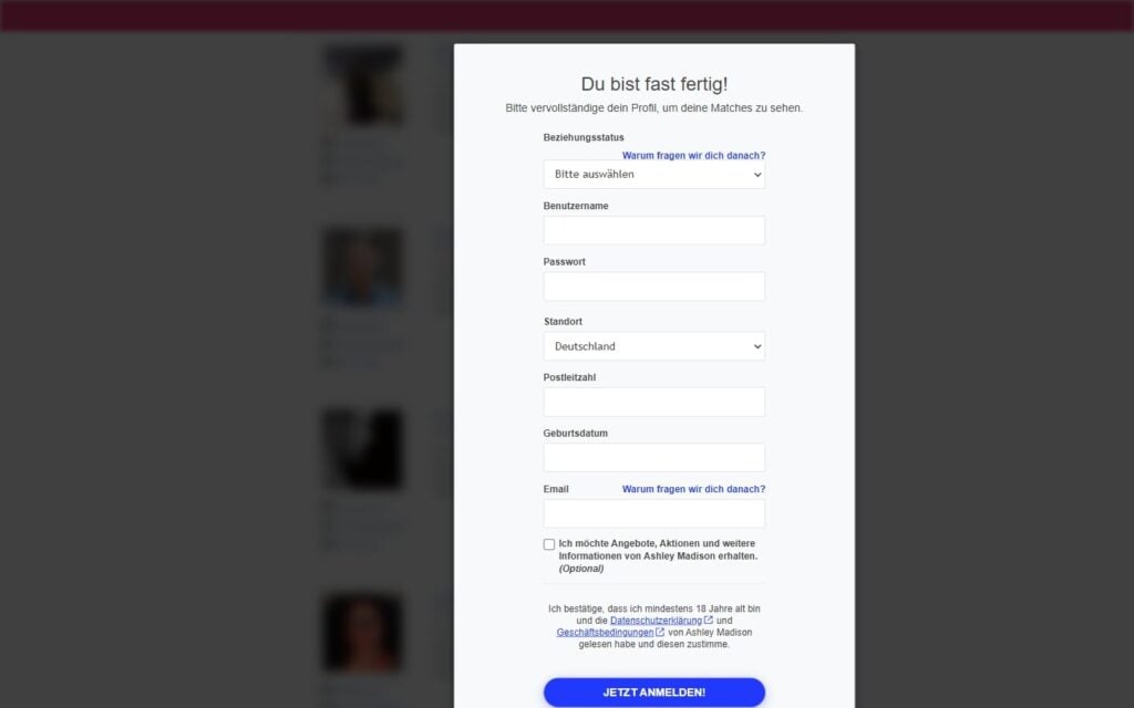 Testbericht AshleyMadison.com Registrierung