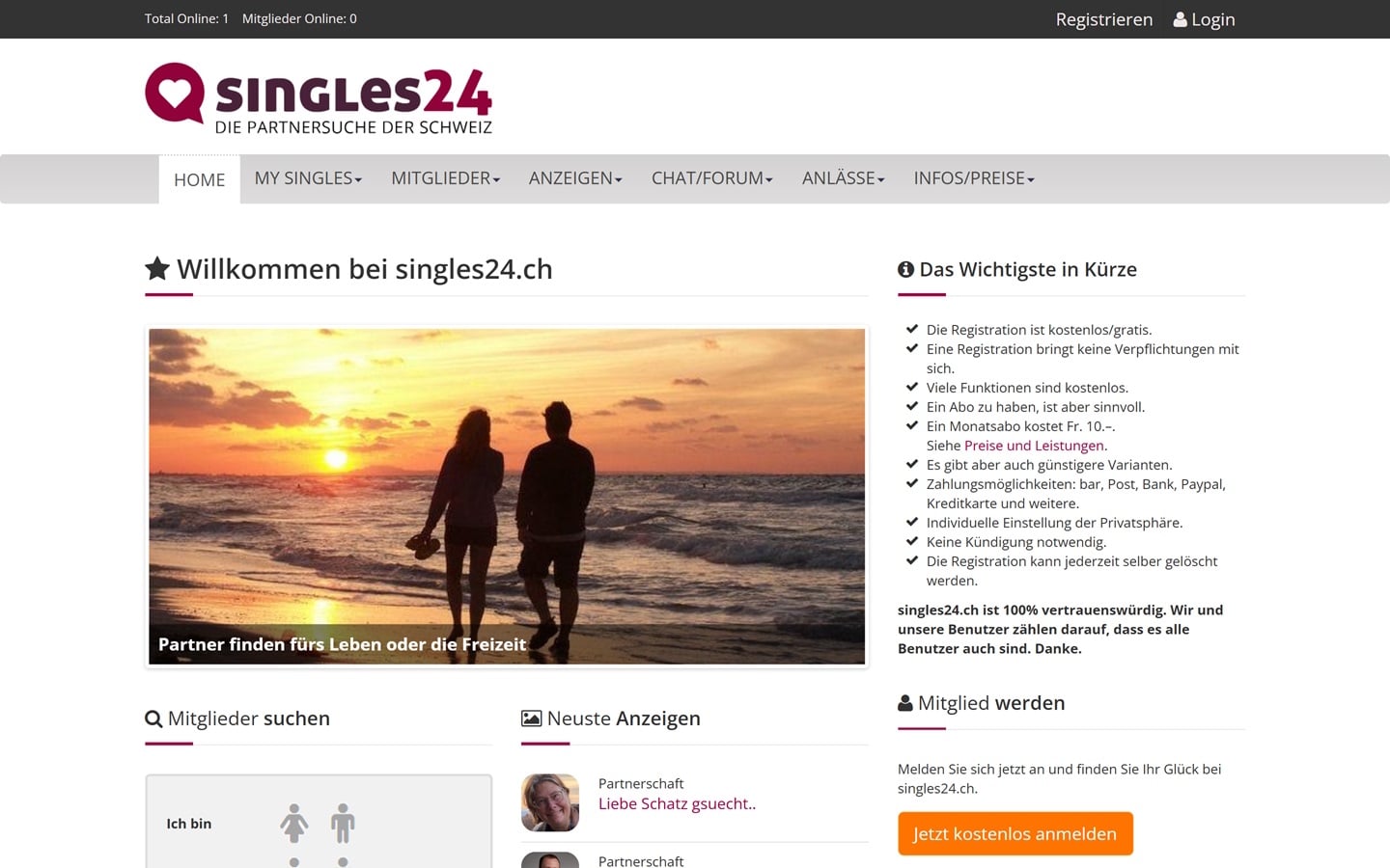 Singles24.ch Startseite
