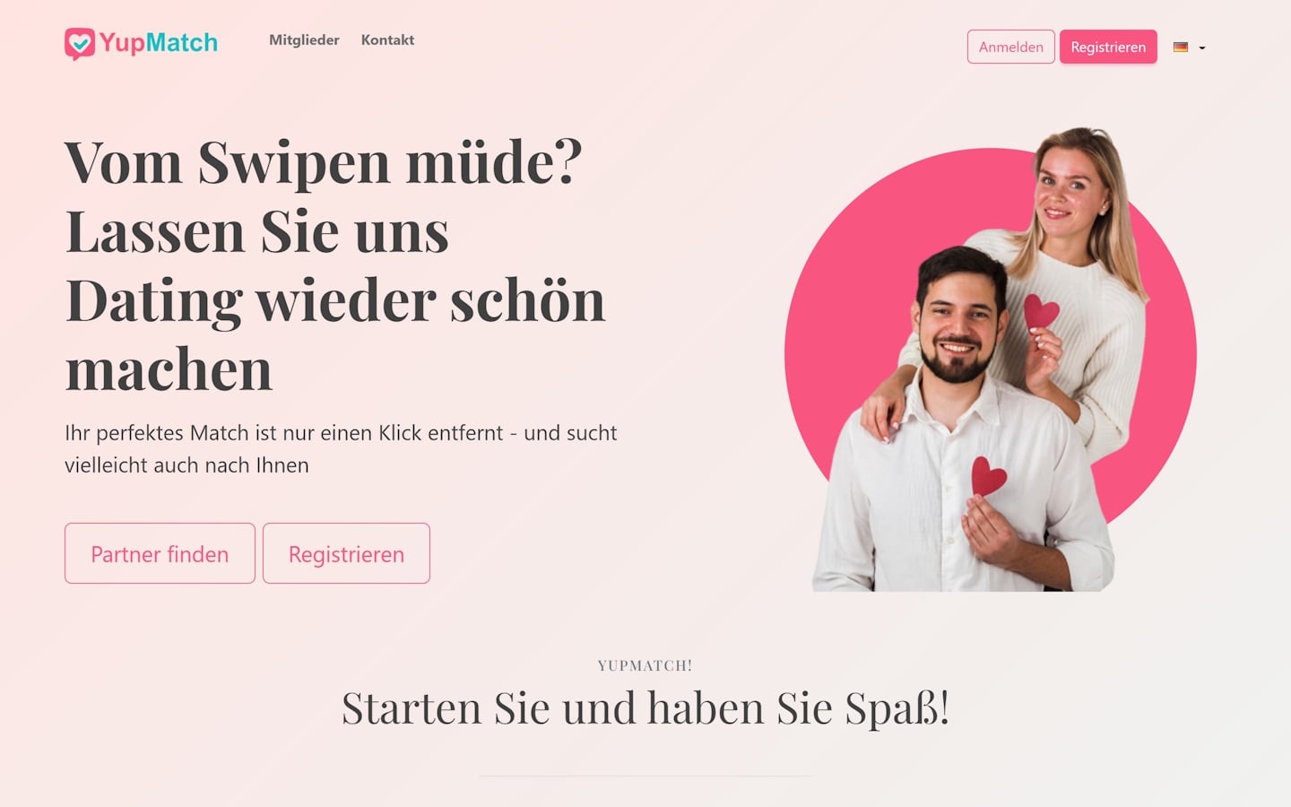 YupMatch.com Startseite
