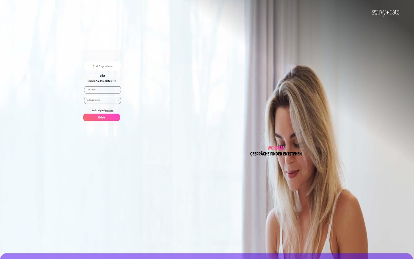 Swirvy Date.com Startseite