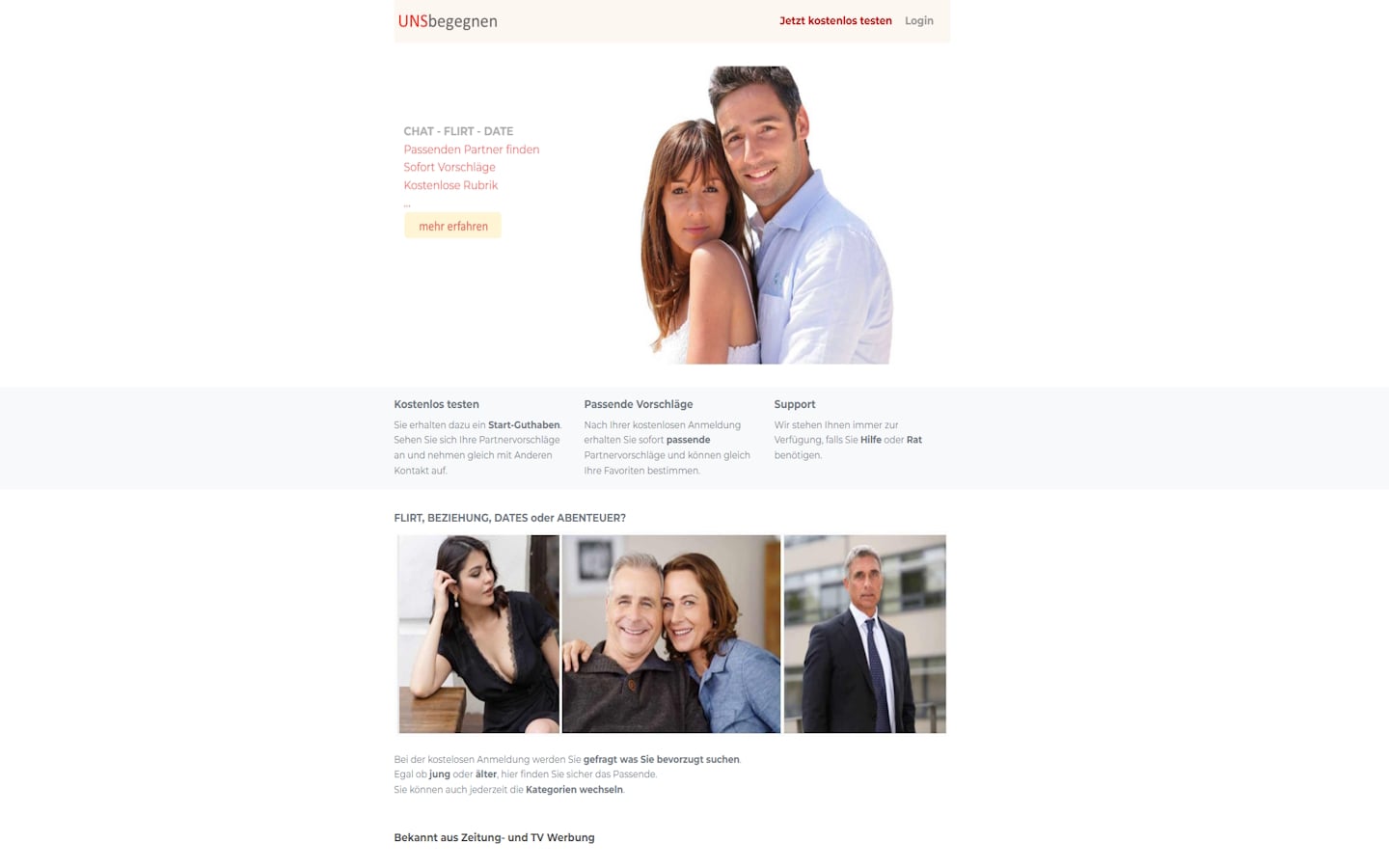 UnsBegegnen.com Startseite