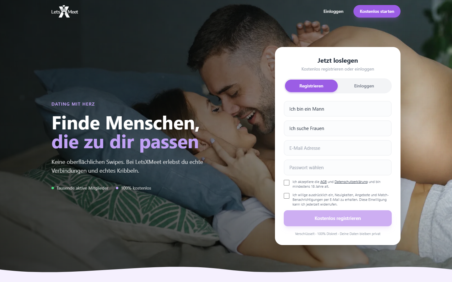 Testbericht LetsXMeet.de Startseite