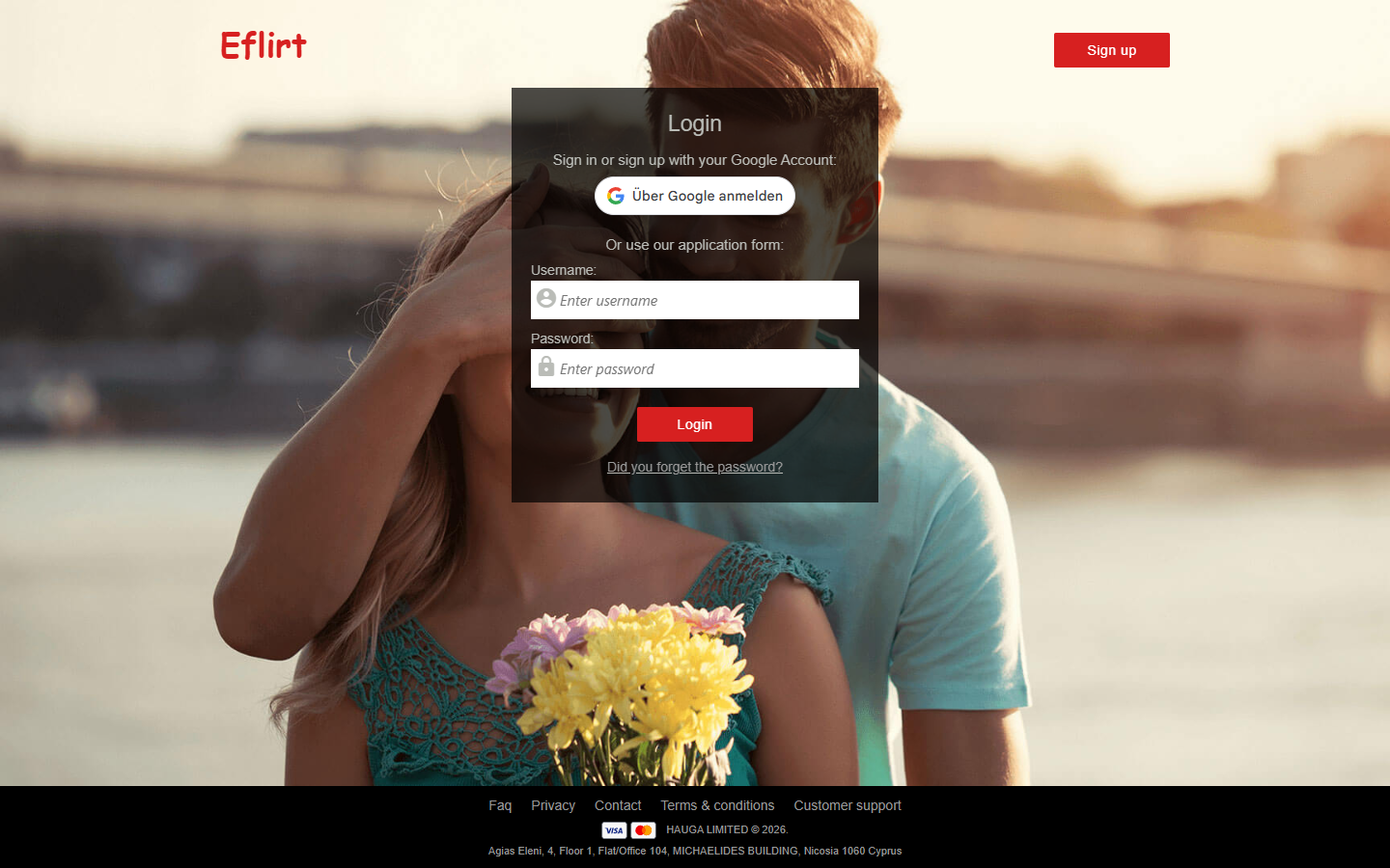 Testbericht eFlirt.chat Startseite